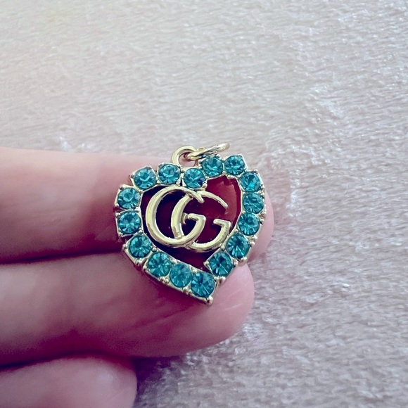 GUCCI Upcycled Turquoise & Gold Charm on Gold Tone Necklace - Picture 2 of 6